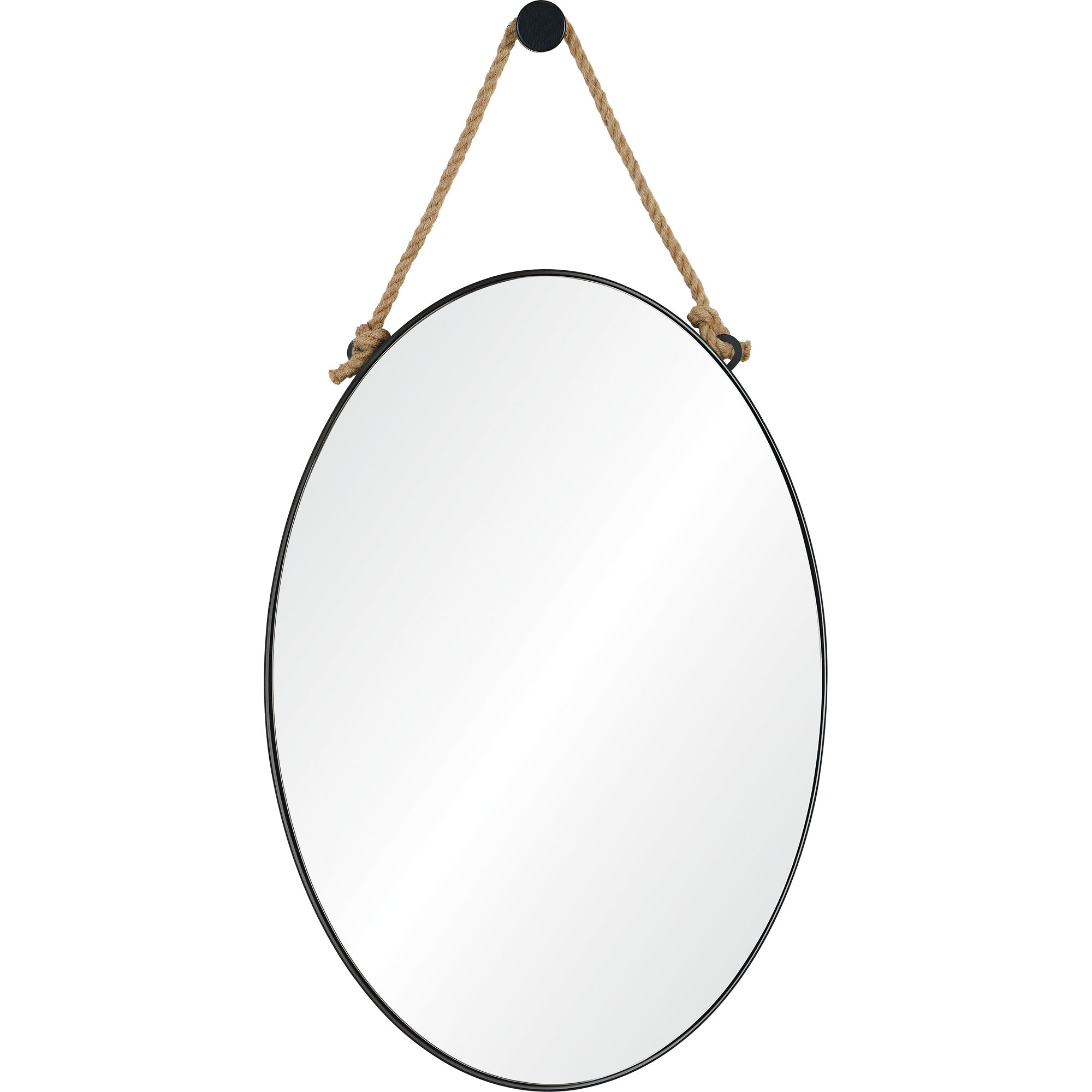 Parbuckle 42" Tall Oval Wall Mirror, Black-Mirror-DECOROLALA