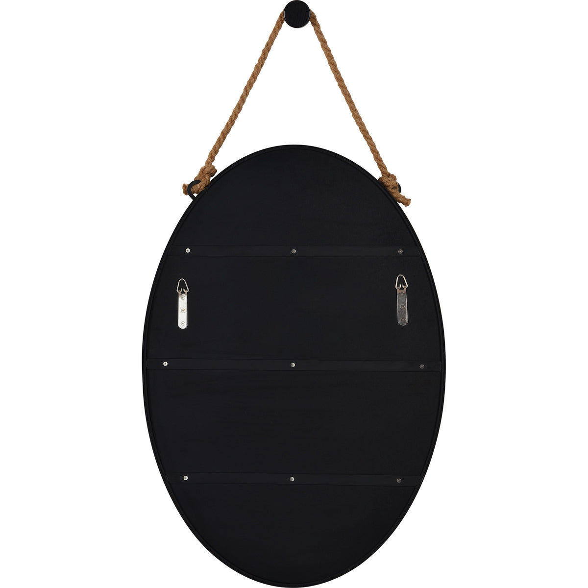 Parbuckle 42" Tall Oval Wall Mirror, Black-Mirrors-DECOROLALA