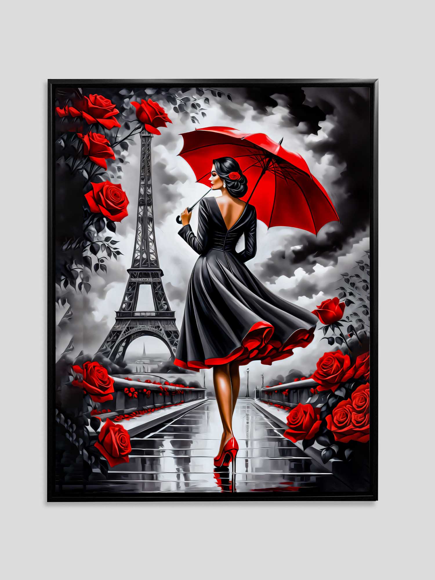 Paris Red/Black 36" x 48"-Canvas Print-DECOROLALA