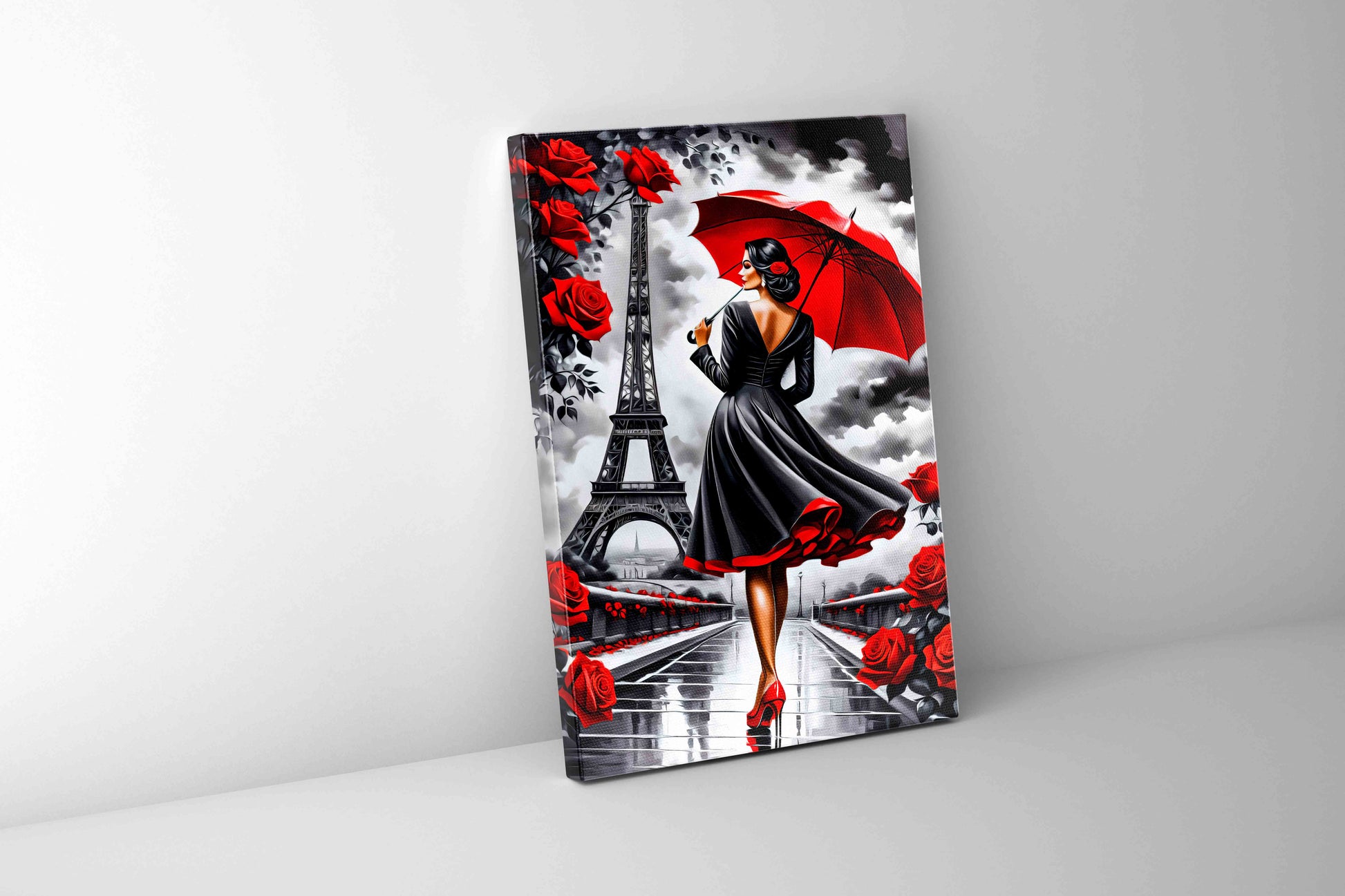 Paris Red/Black 36" x 48"-Canvas Print-DECOROLALA