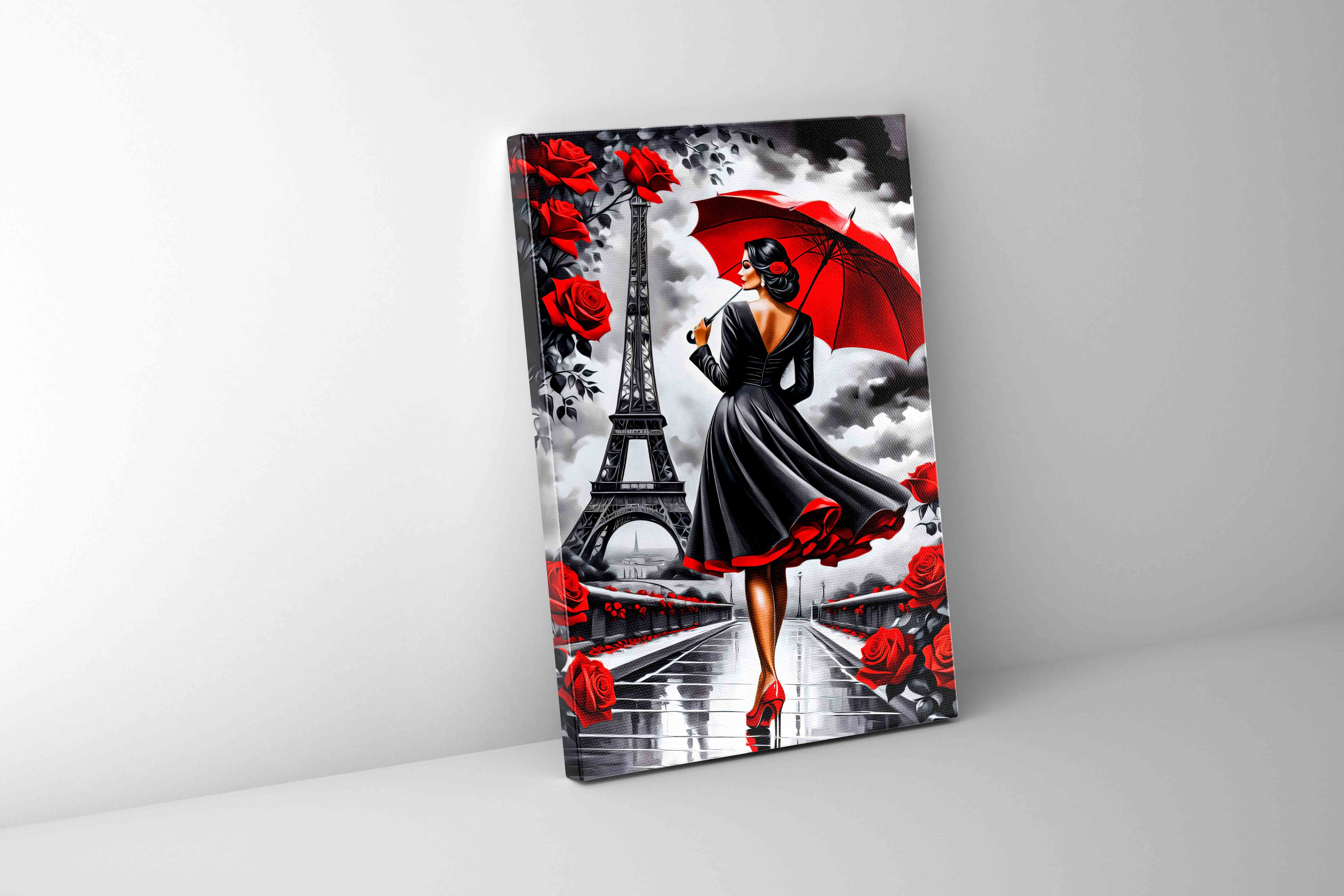 Paris Red/Black 36" x 48"-Canvas Print-DECOROLALA