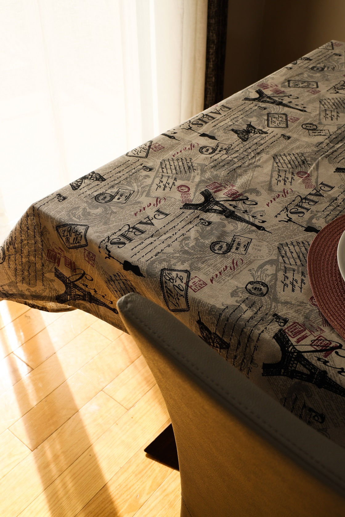 Parisian Themed Printed Cotton and Linen Tablecloth-Table Linens-DECOROLALA