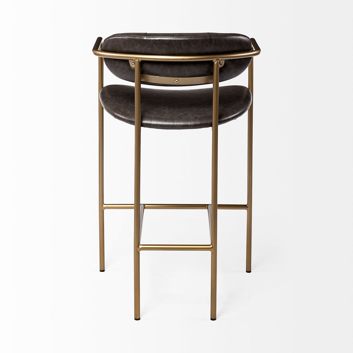 Parker Brown Faux Leather Seat Gold Metal Counter Stool-Bar Stools-DECOROLALA
