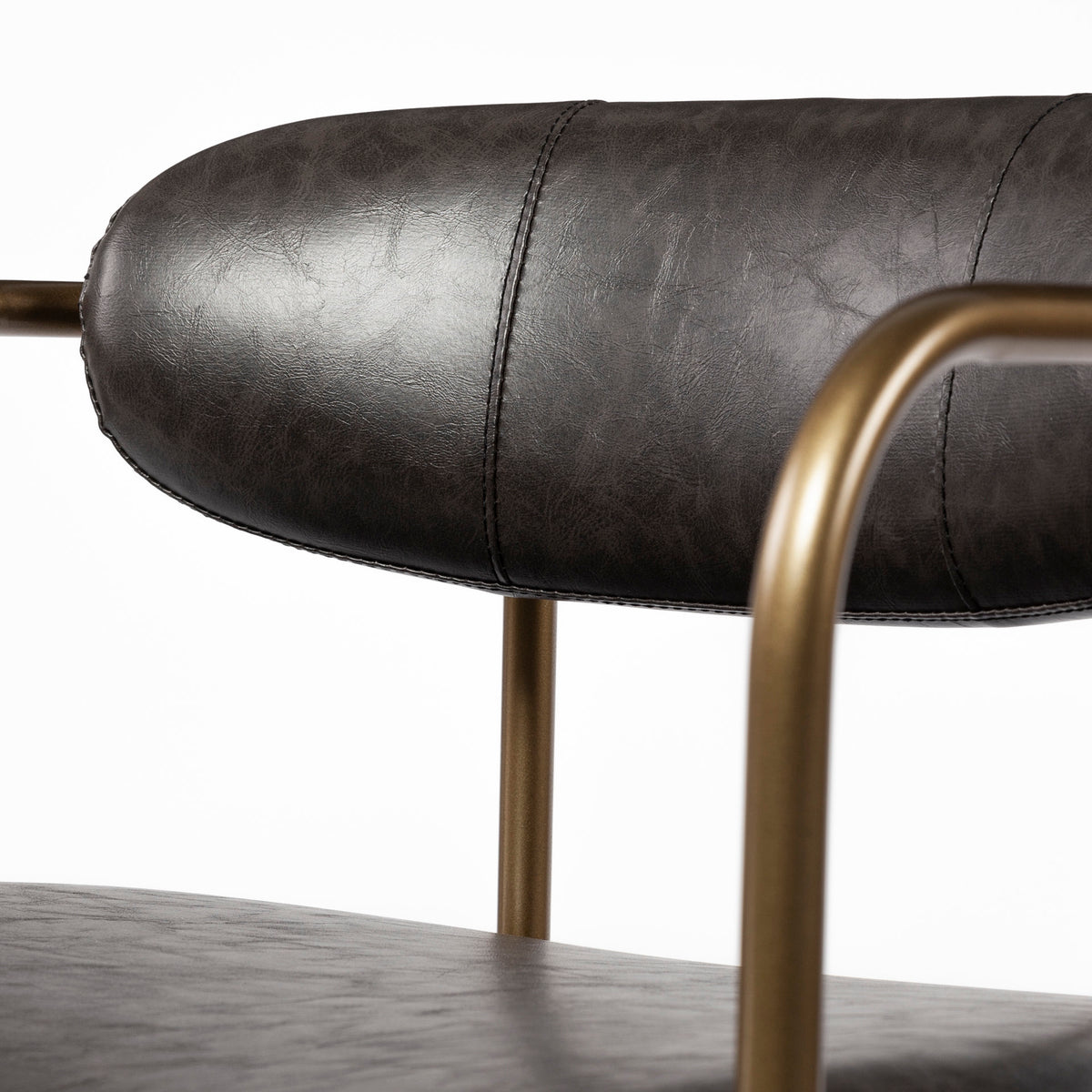 Parker Brown Faux Leather Seat Gold Metal Counter Stool-Bar Stools-DECOROLALA