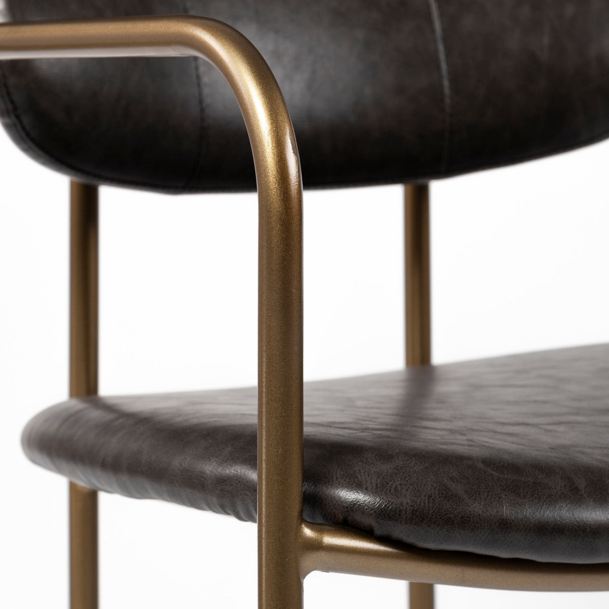 Parker Brown Faux Leather Seat Gold Metal Counter Stool-Bar Stools-DECOROLALA