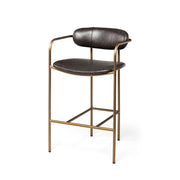 Parker Brown Faux Leather Seat Gold Metal Counter Stool-Bar Stools-DECOROLALA