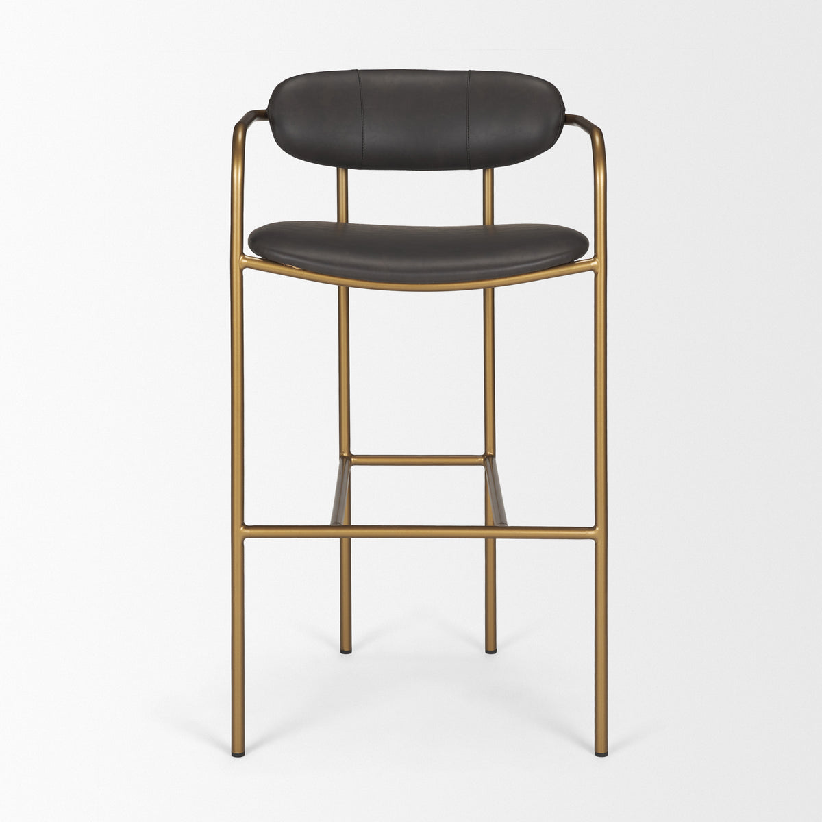 Parker Brown Faux Leather Seat Gold Metal Bar Stool-Bar Stools-DECOROLALA