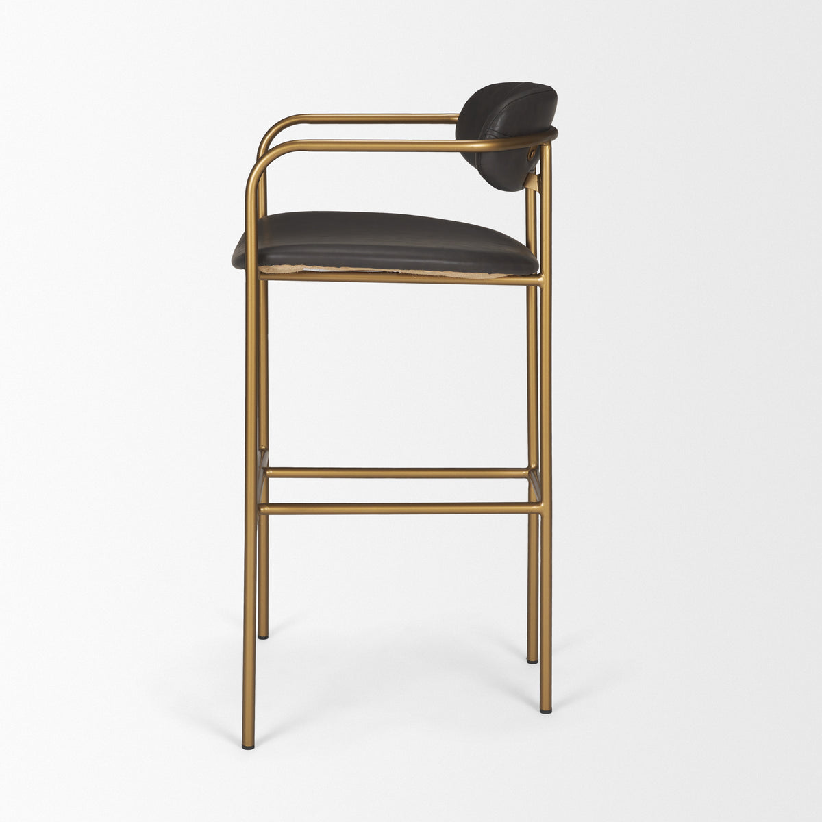 Parker Brown Faux Leather Seat Gold Metal Bar Stool-Bar Stools-DECOROLALA