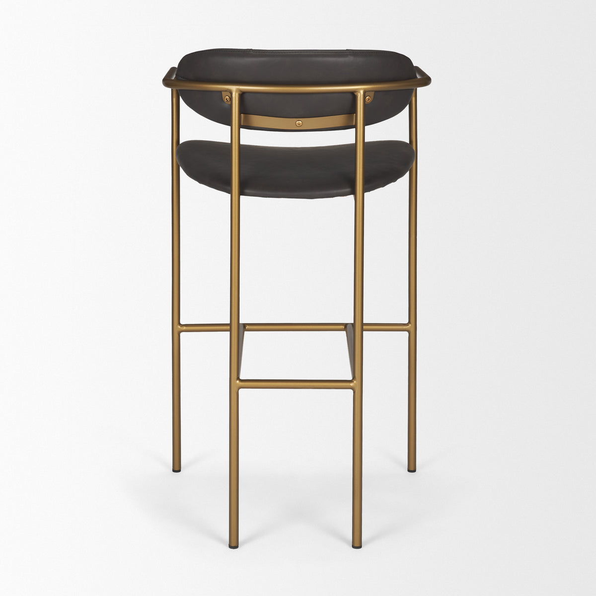 Parker Brown Faux Leather Seat Gold Metal Bar Stool-Bar Stools-DECOROLALA