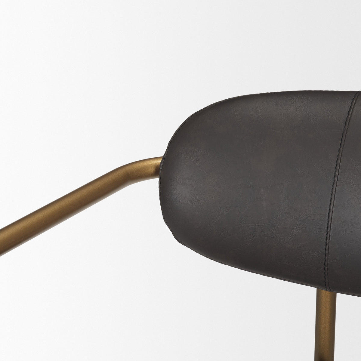 Parker Brown Faux Leather Seat Gold Metal Bar Stool-Bar Stools-DECOROLALA