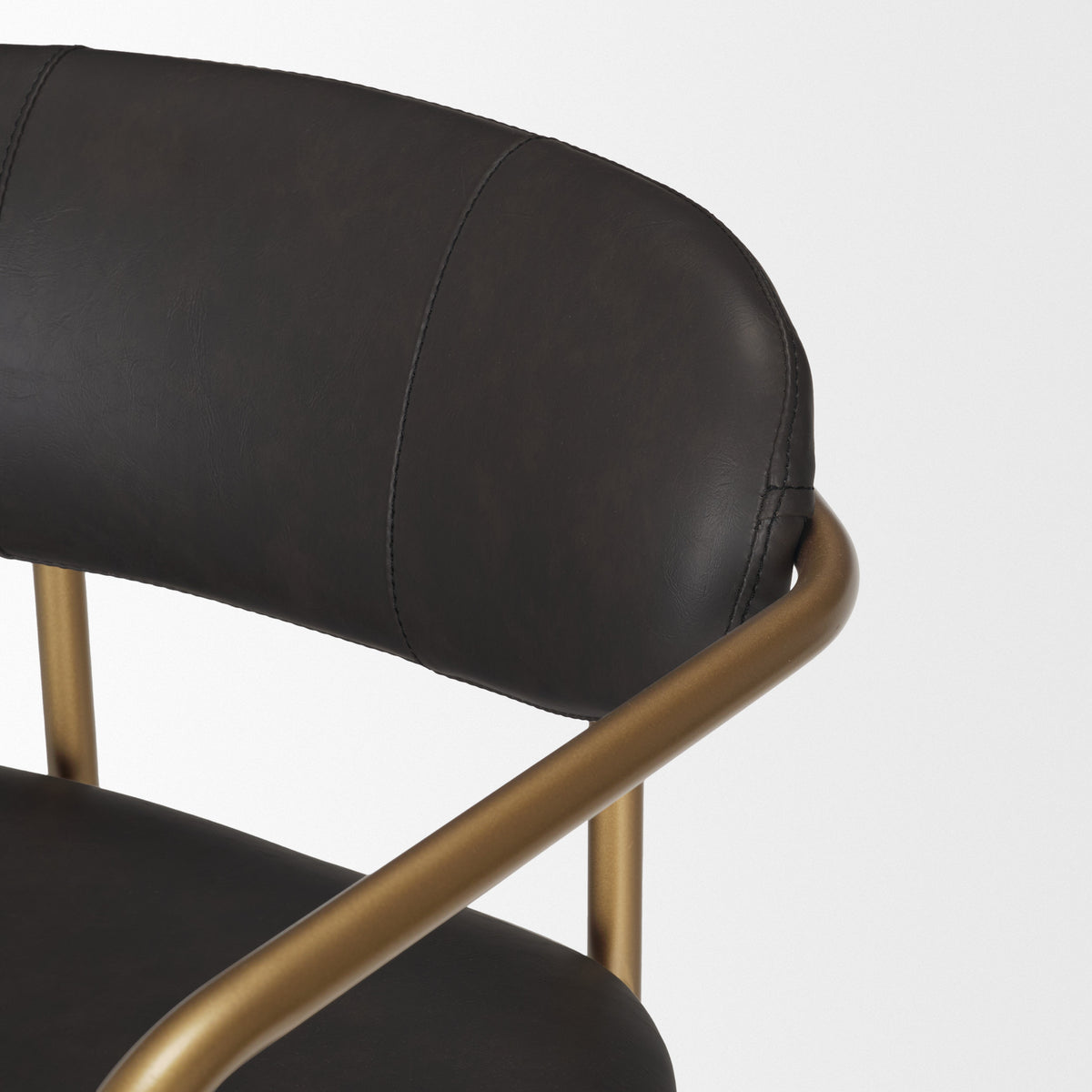 Parker Brown Faux Leather Seat Gold Metal Bar Stool-Bar Stools-DECOROLALA