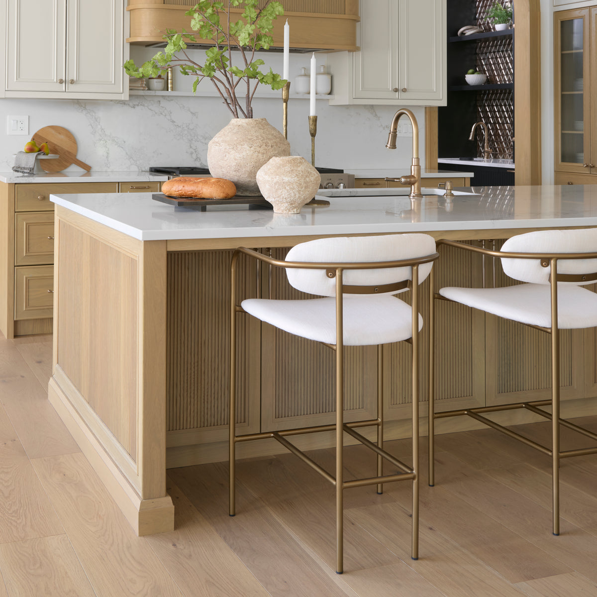 Parker Fabric Seat Gold Metal Counter Stool-Bar Stools-DECOROLALA