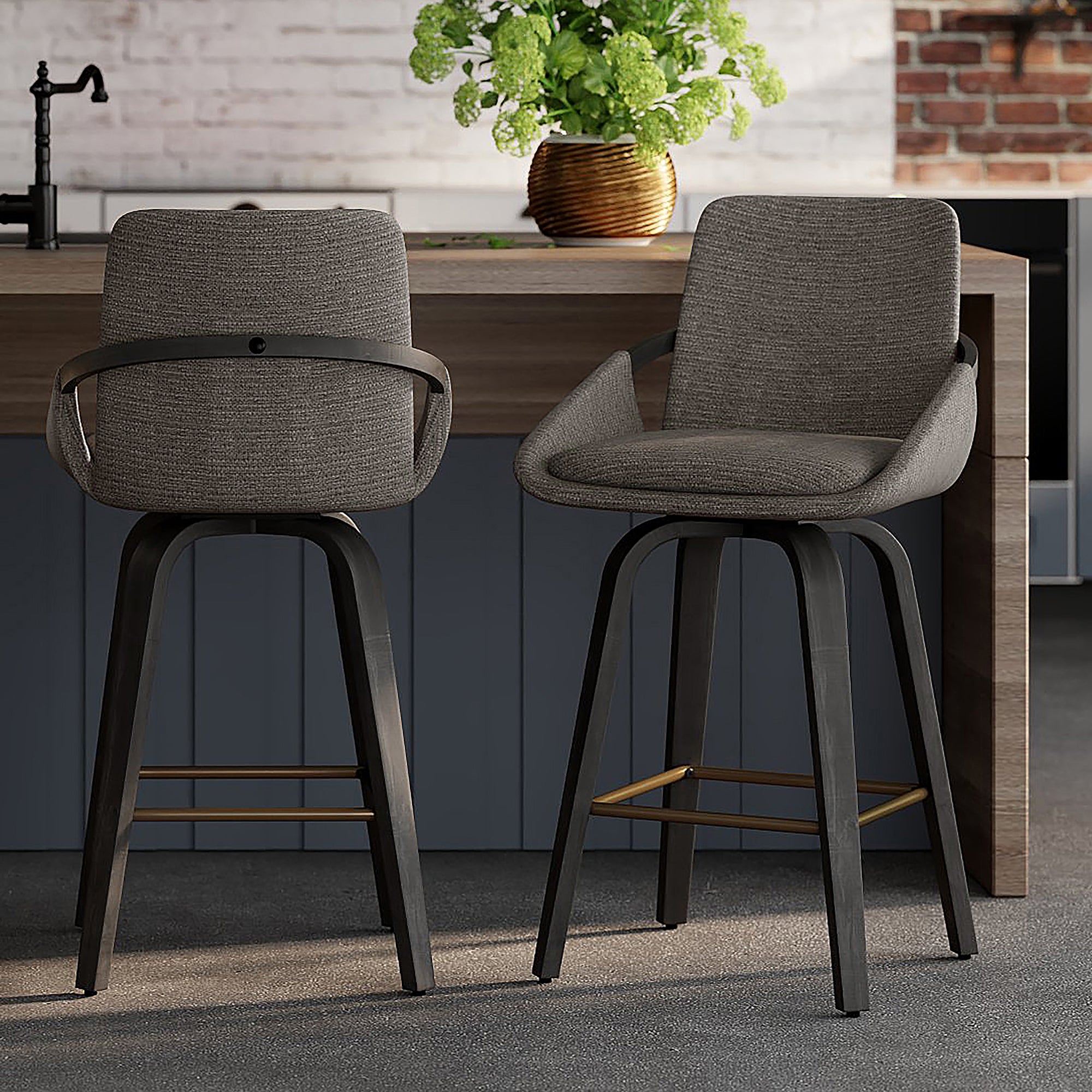 Parker Counter Stool - Charcoal Performance Fabric Swivel 26"-DECOROLALA