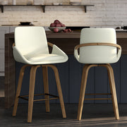 Parker Counter Stool - Ivory Swivel Mid-Century 26"-DECOROLALA