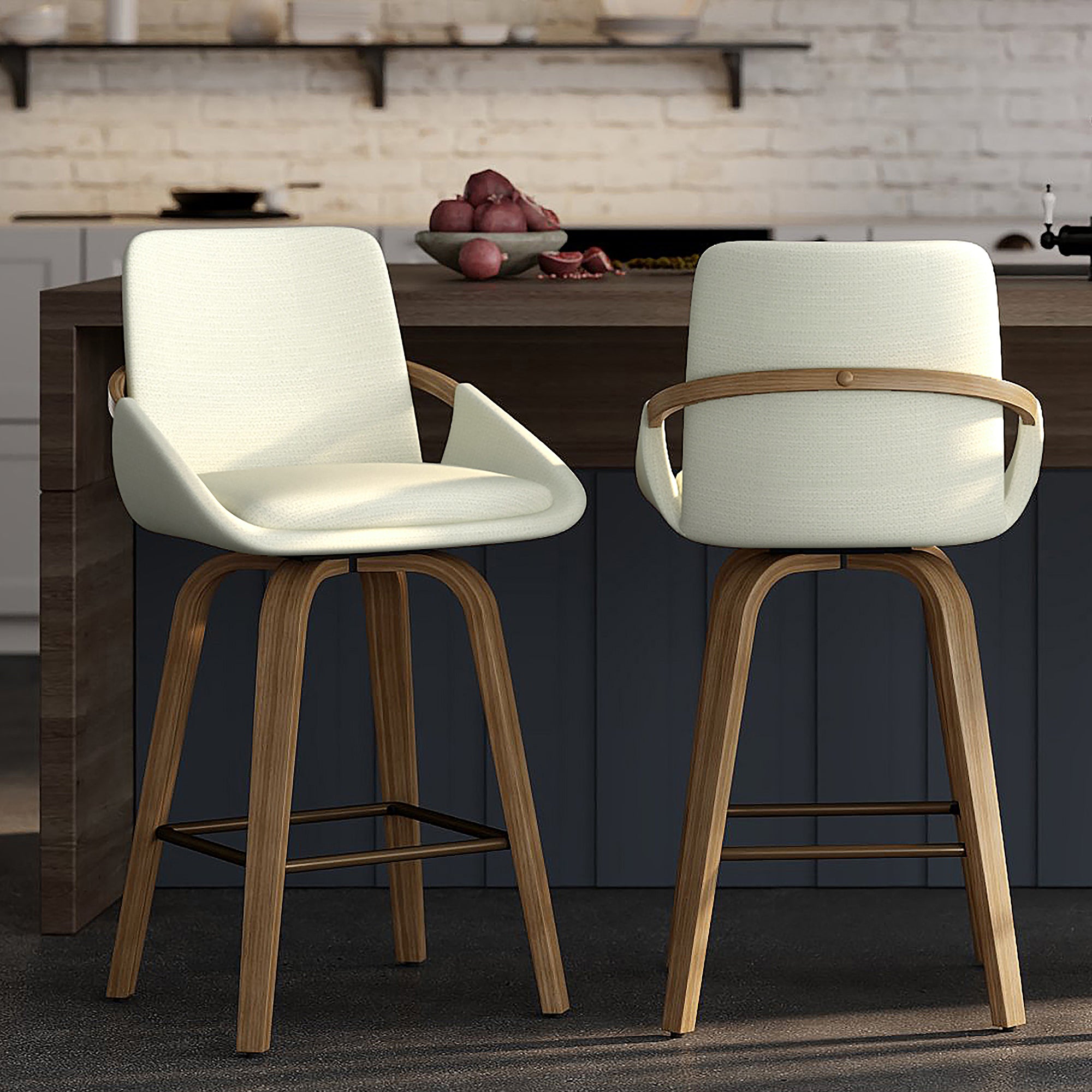 Parker Counter Stool - Ivory Swivel Mid-Century 26"-DECOROLALA