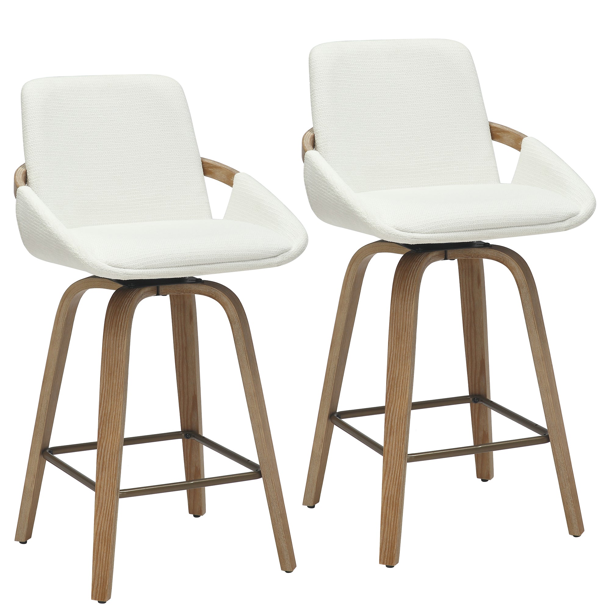 Parker Counter Stool - Ivory Swivel Mid-Century 26"-DECOROLALA