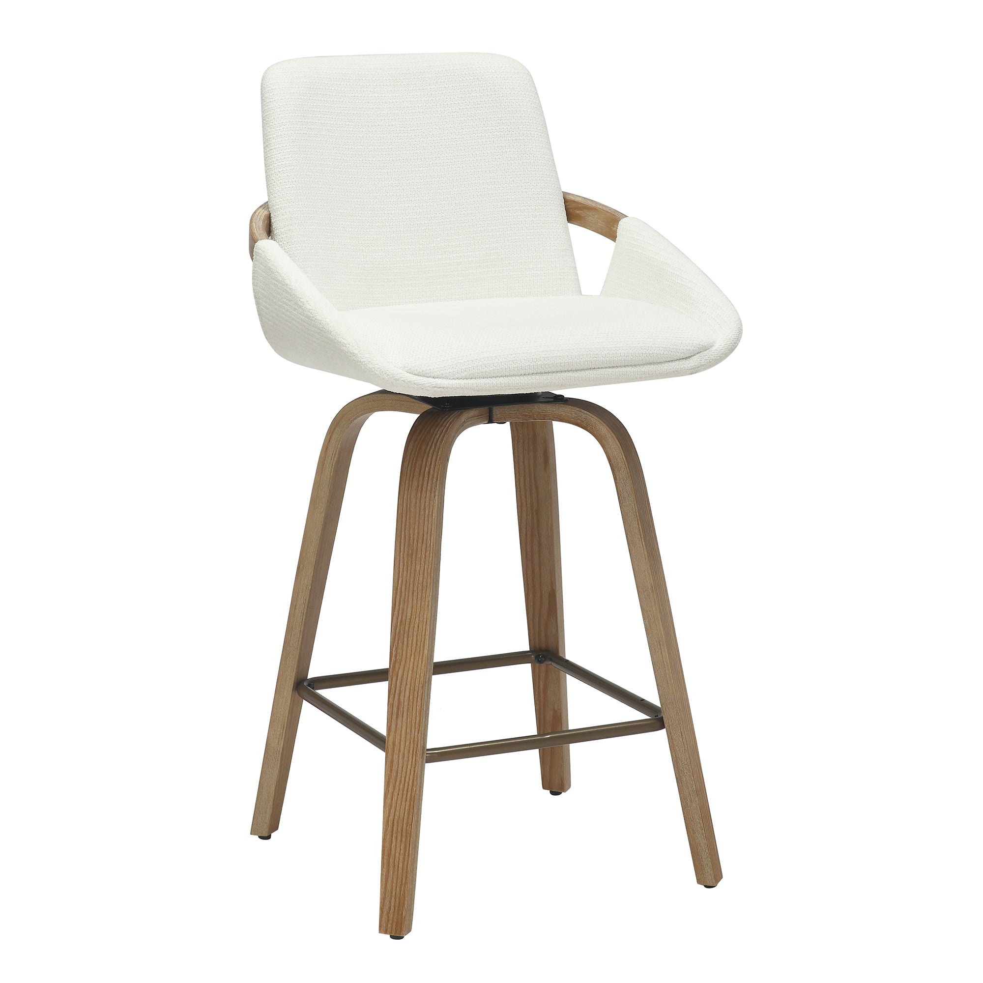 Parker Counter Stool - Ivory Swivel Mid-Century 26"-DECOROLALA