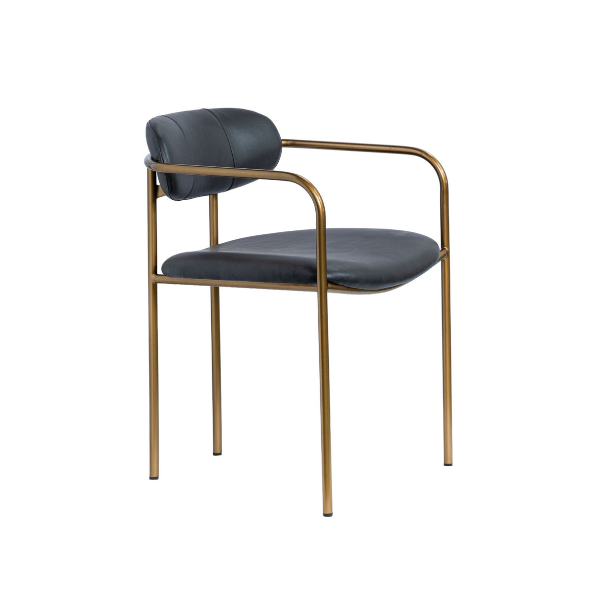 Parker Curved Back Dining Arm Chair | Leather w/ Gold Metal-Dining Chairs-DECOROLALA