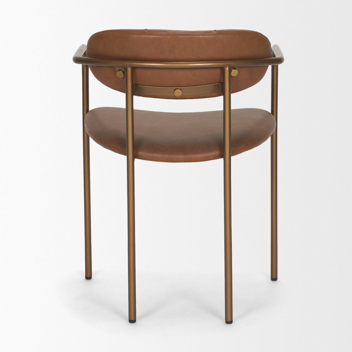 Parker Curved Back Dining Arm Chair | Leather w/ Gold Metal-Dining Chairs-DECOROLALA