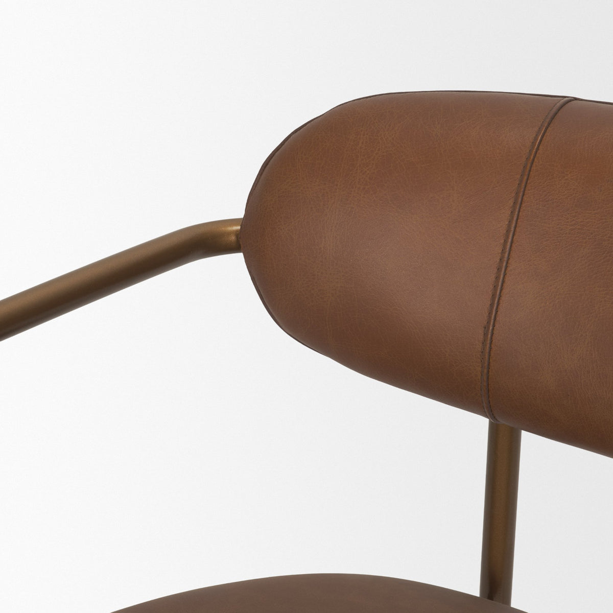 Parker Curved Back Dining Arm Chair | Leather w/ Gold Metal-Dining Chairs-DECOROLALA
