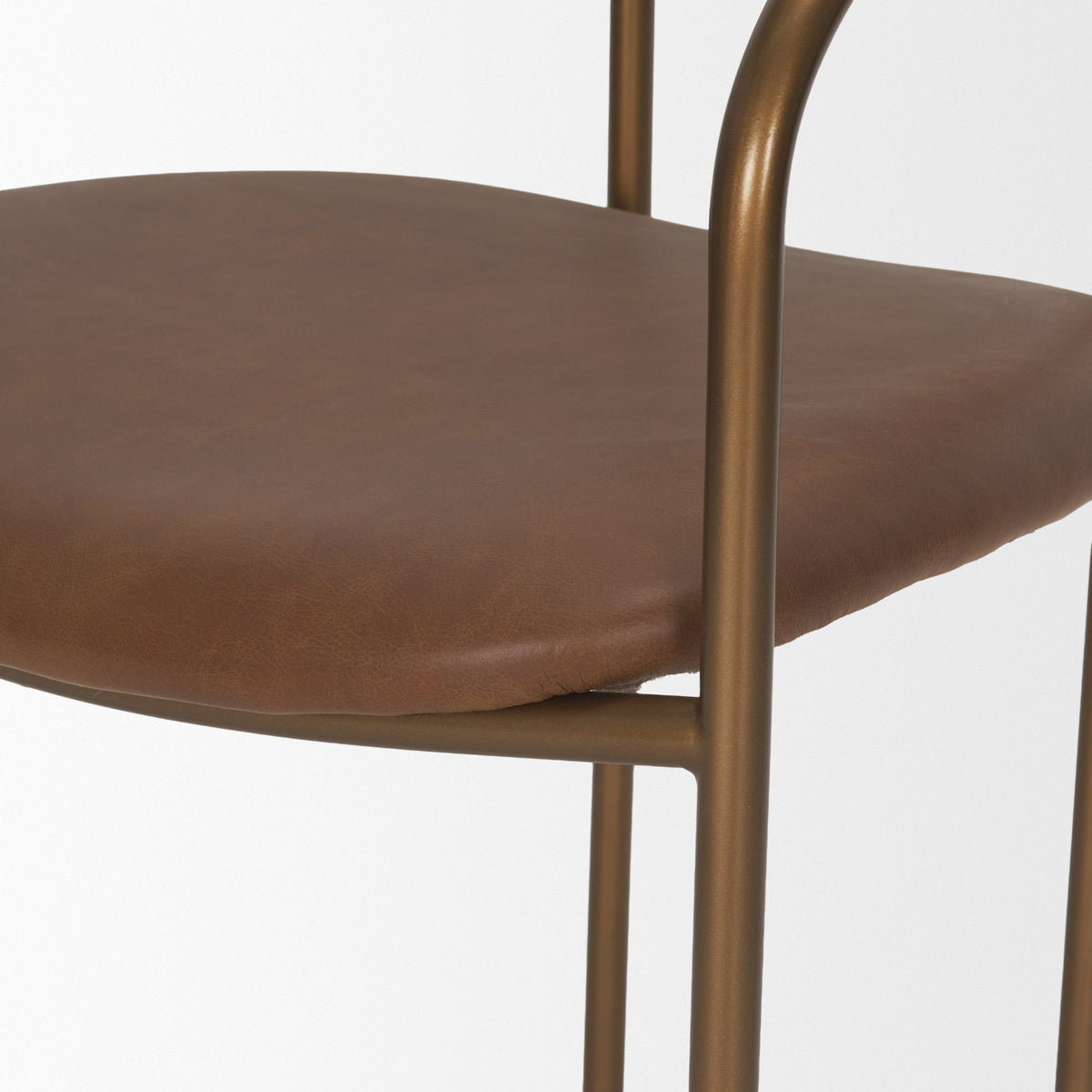 Parker Curved Back Dining Arm Chair | Leather w/ Gold Metal-Dining Chairs-DECOROLALA