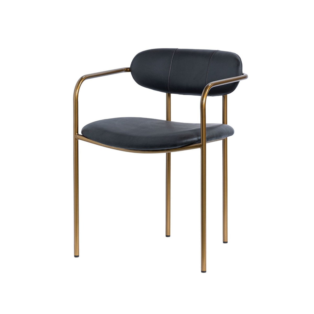 Parker Curved Back Dining Arm Chair | Leather w/ Gold Metal-Dining Chairs-DECOROLALA