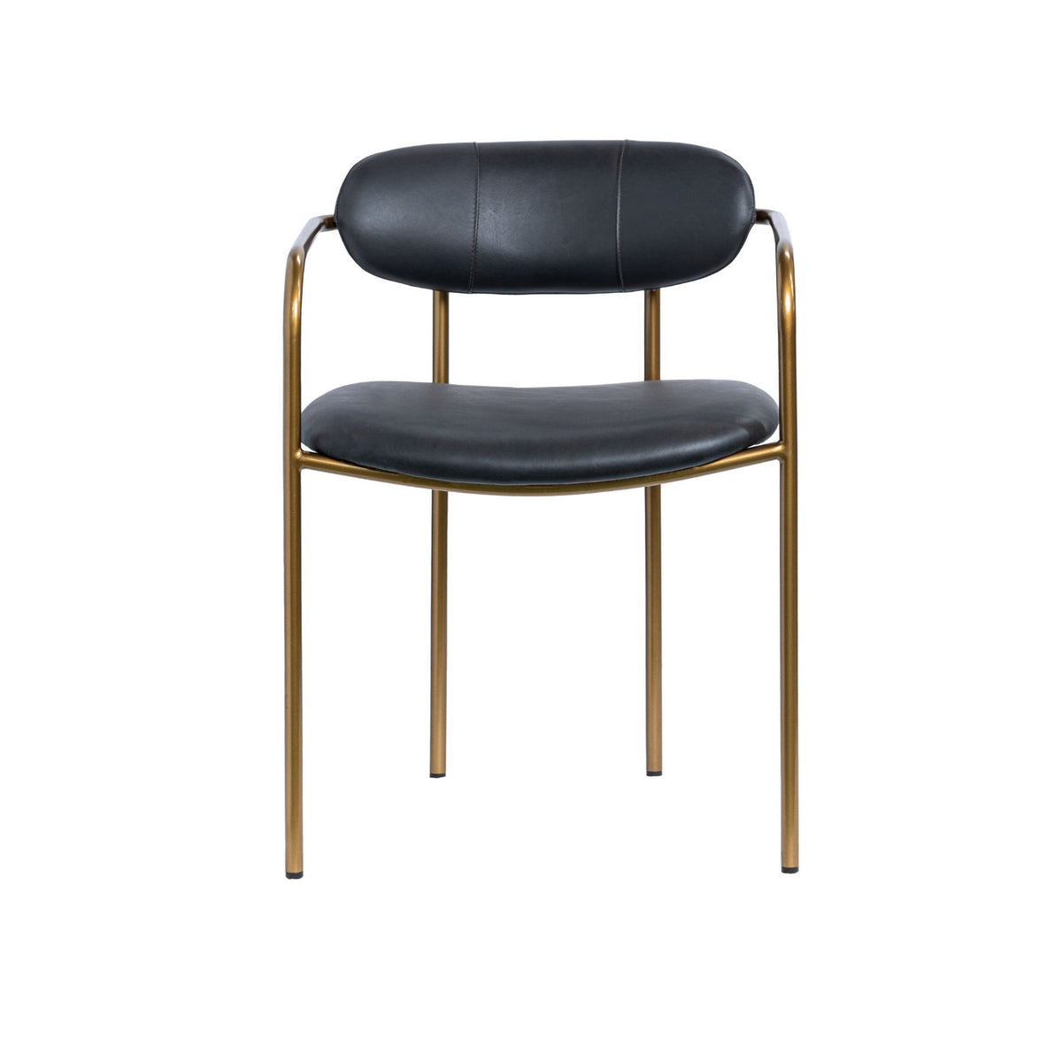 Parker Curved Back Dining Arm Chair | Leather w/ Gold Metal-Dining Chairs-DECOROLALA