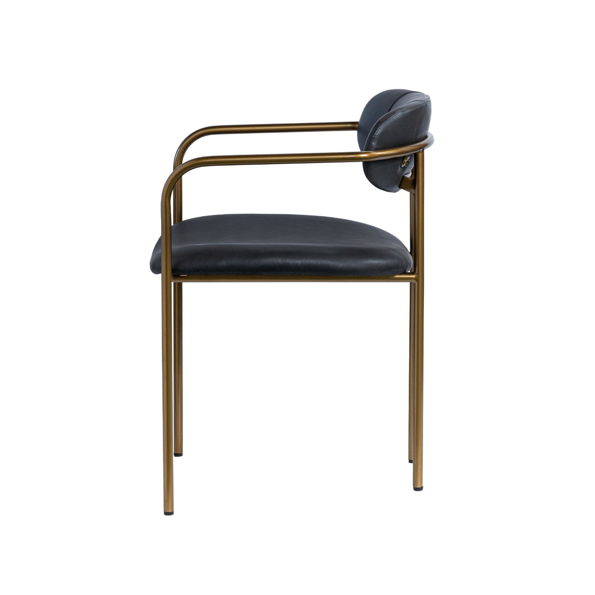 Parker Curved Back Dining Arm Chair | Leather w/ Gold Metal-Dining Chairs-DECOROLALA