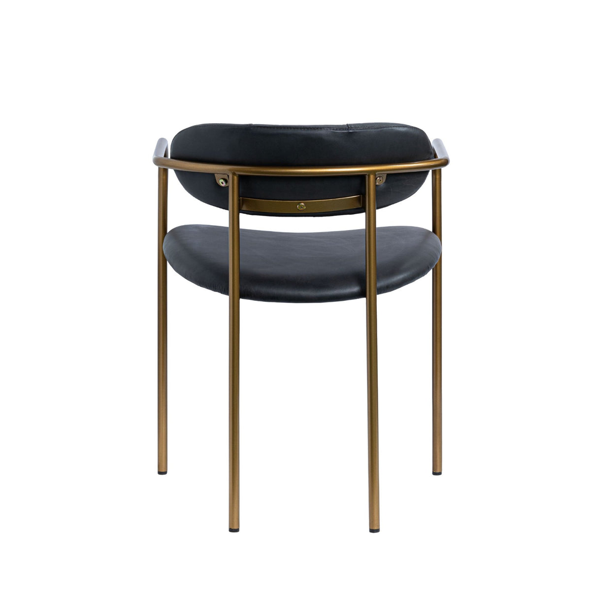 Parker Curved Back Dining Arm Chair | Leather w/ Gold Metal-Dining Chairs-DECOROLALA