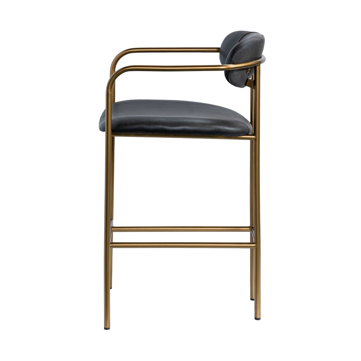 Parker Leather Counter Stool - Gold Metal (Min Order Qty 2)-Bar Stools-DECOROLALA