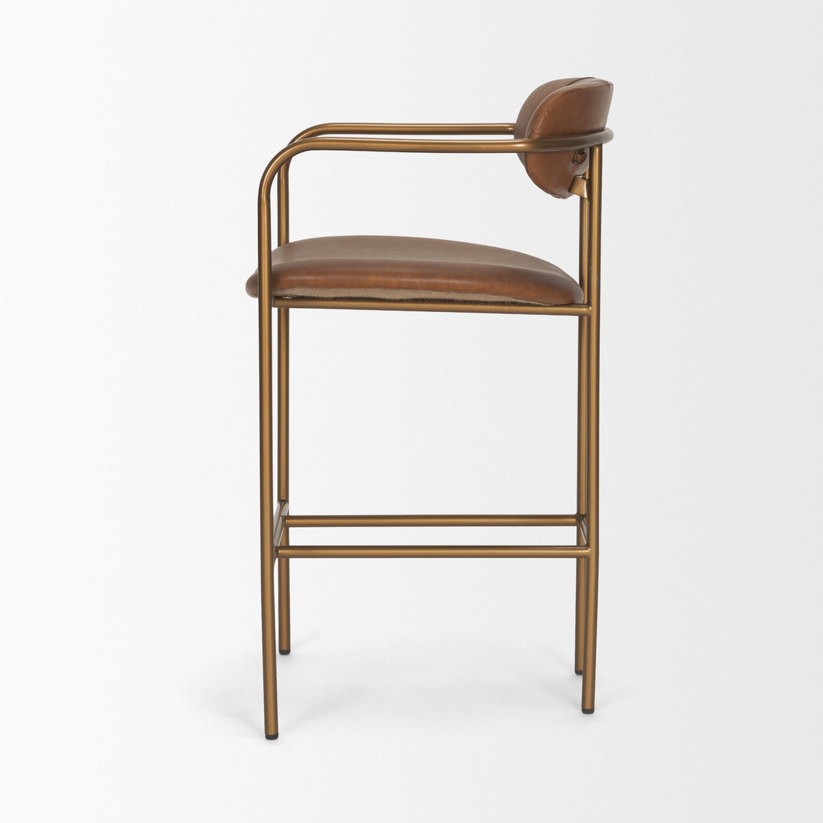 Parker Leather Counter Stool - Gold Metal (Min Order Qty 2)-Bar Stools-DECOROLALA
