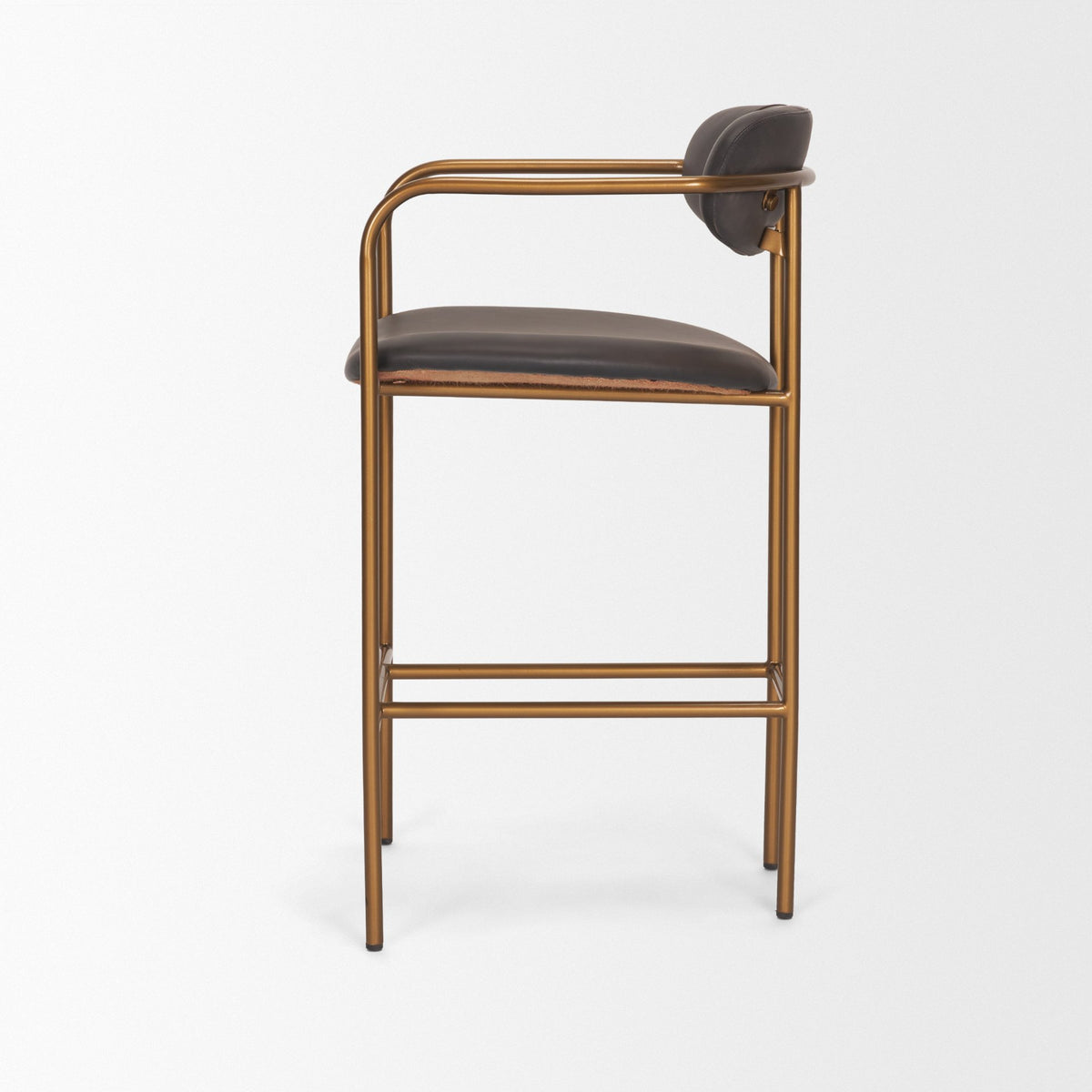 Parker Leather Counter Stool - Gold Metal (Min Order Qty 2)-Bar Stools-DECOROLALA