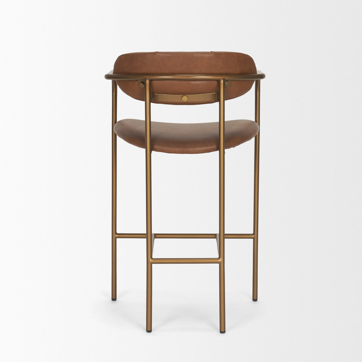 Parker Leather Counter Stool - Gold Metal (Min Order Qty 2)-Bar Stools-DECOROLALA