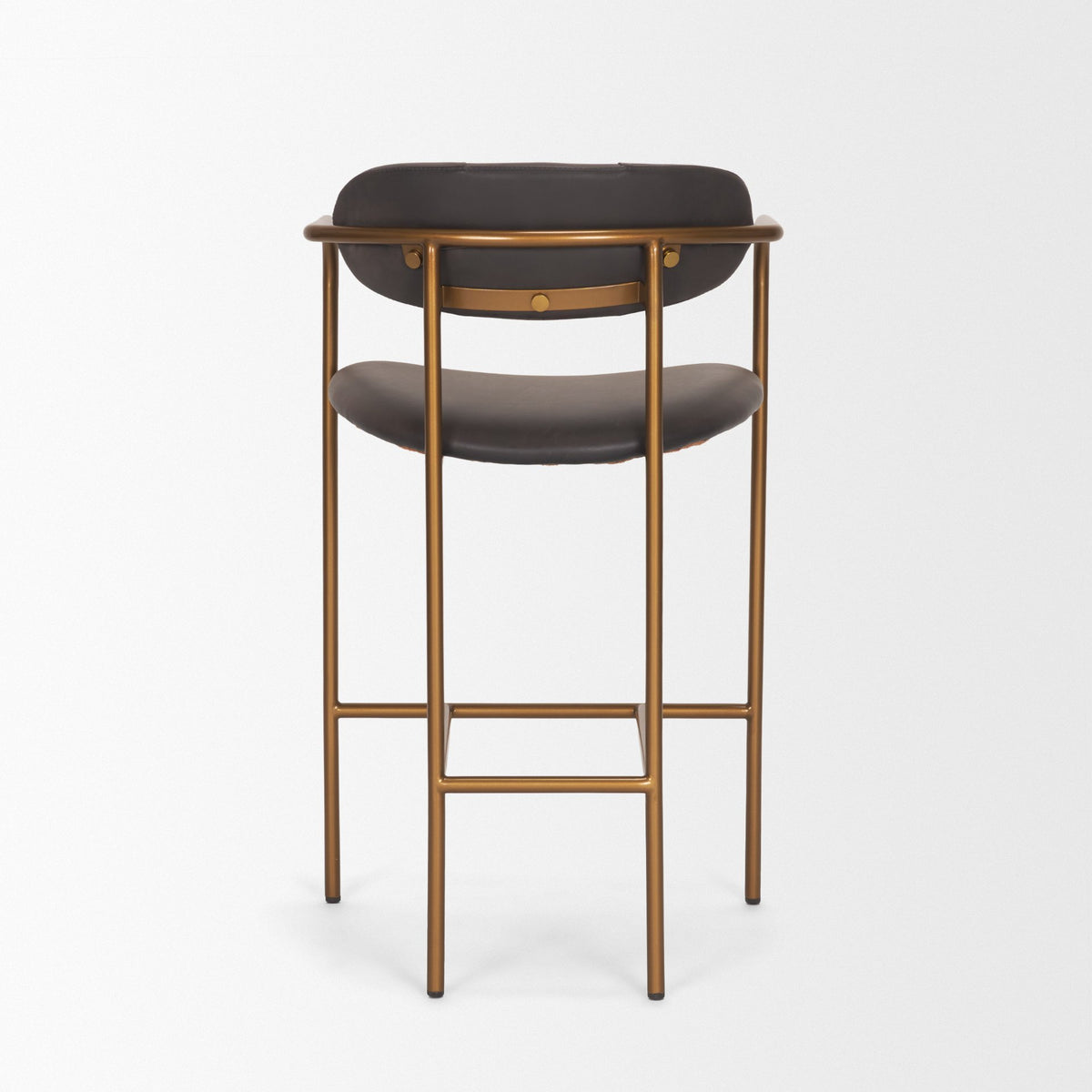 Parker Leather Counter Stool - Gold Metal (Min Order Qty 2)-Bar Stools-DECOROLALA