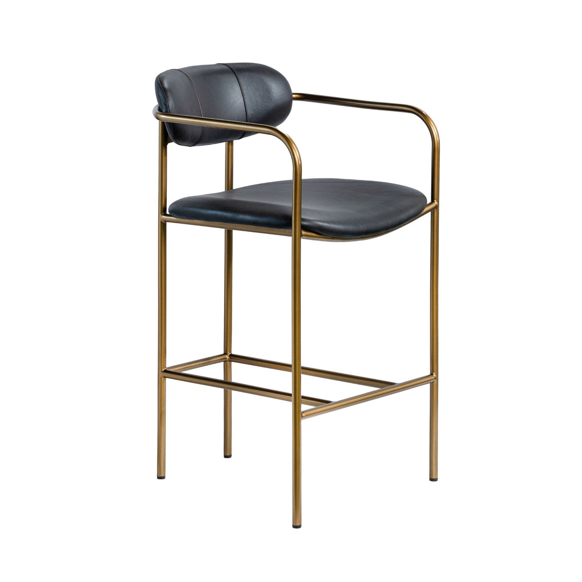 Parker Leather Counter Stool - Gold Metal (Min Order Qty 2)-Bar Stools-DECOROLALA