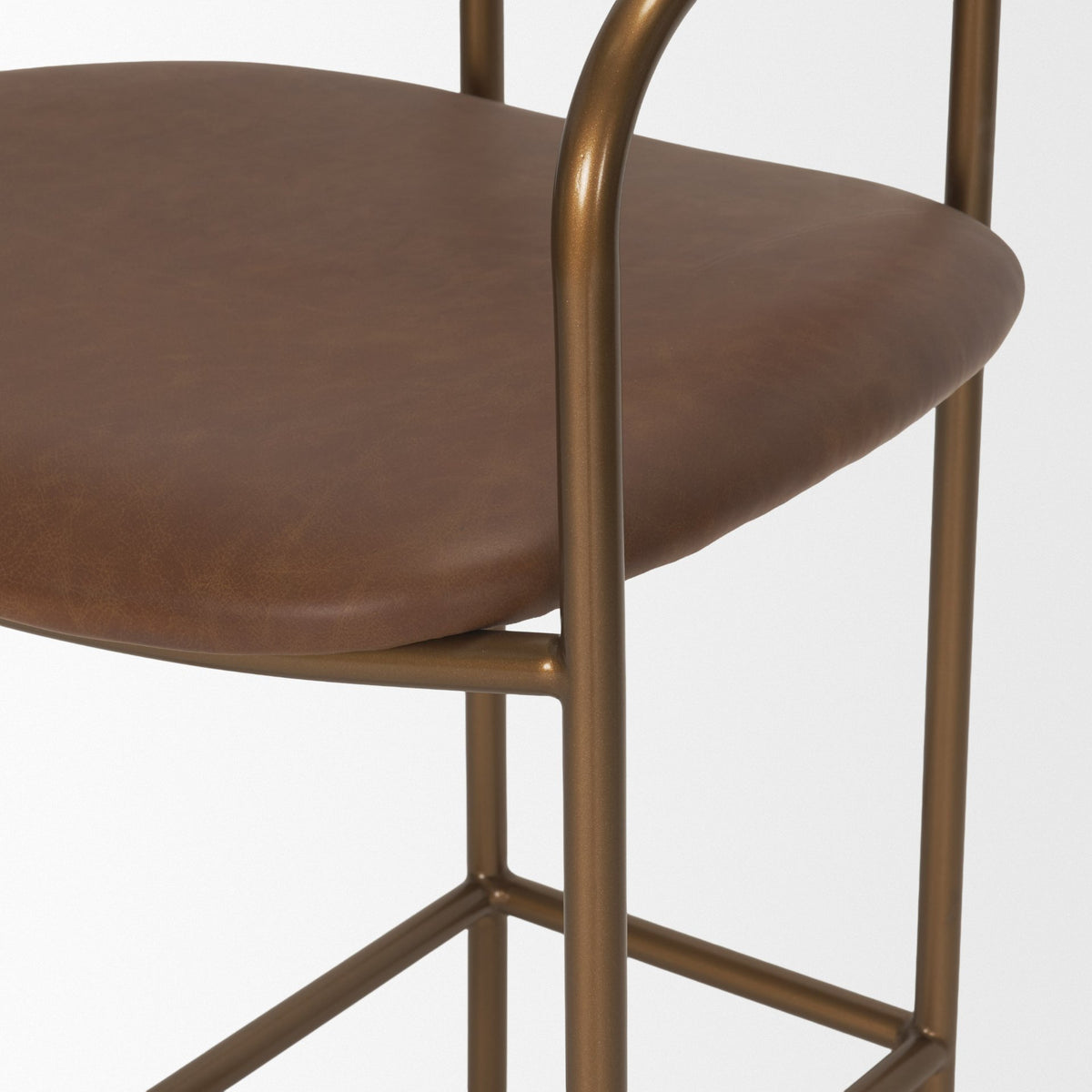 Parker Leather Counter Stool - Gold Metal (Min Order Qty 2)-Bar Stools-DECOROLALA