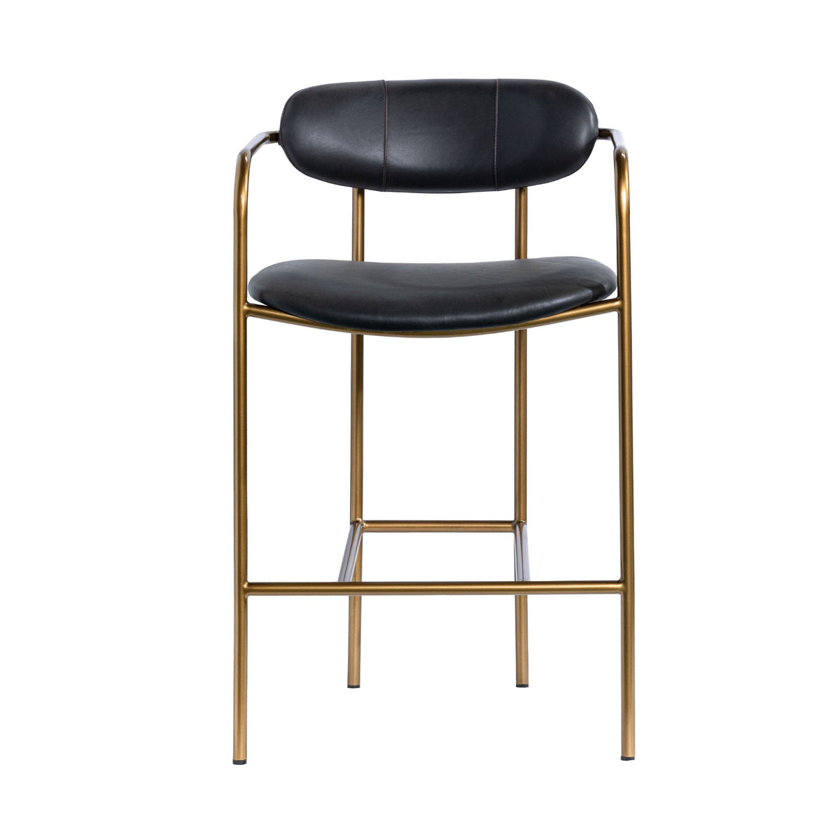 Parker Leather Counter Stool - Gold Metal (Min Order Qty 2)-Bar Stools-DECOROLALA