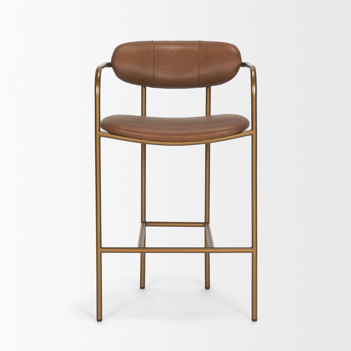 Parker Leather Counter Stool - Gold Metal (Min Order Qty 2)-Bar Stools-DECOROLALA