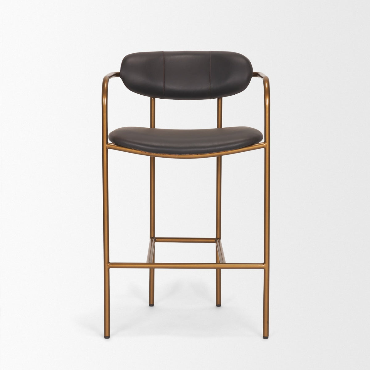 Parker Leather Counter Stool - Gold Metal (Min Order Qty 2)-Bar Stools-DECOROLALA