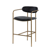 Parker Leather Counter Stool - Gold Metal (Min Order Qty 2)-Bar Stools-DECOROLALA