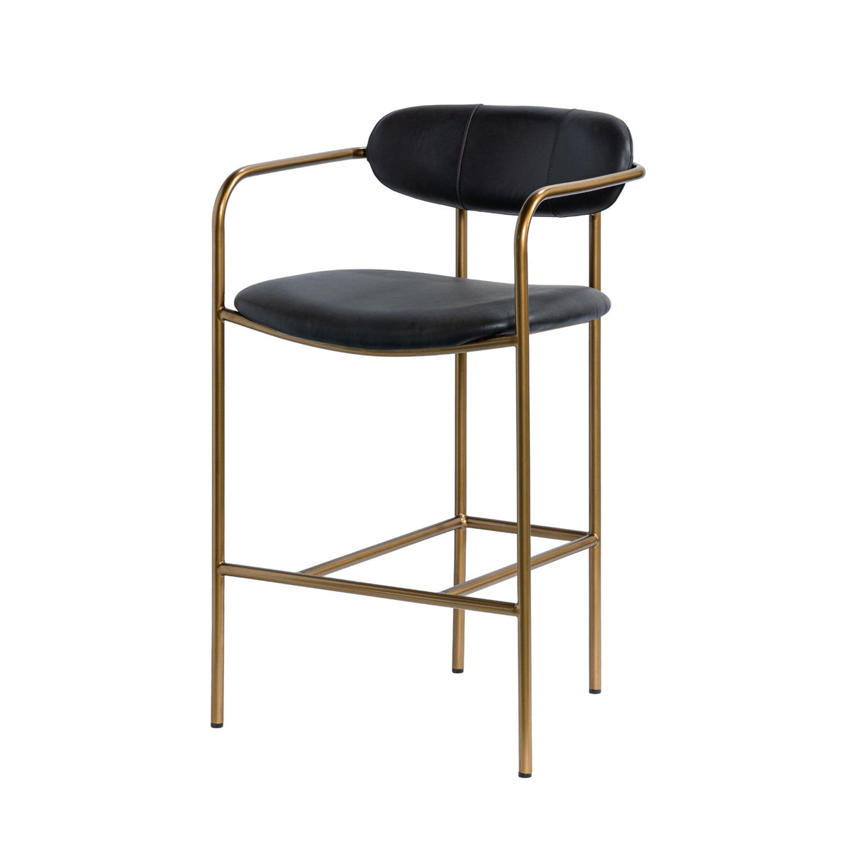 Parker Leather Counter Stool - Gold Metal (Min Order Qty 2)-Bar Stools-DECOROLALA