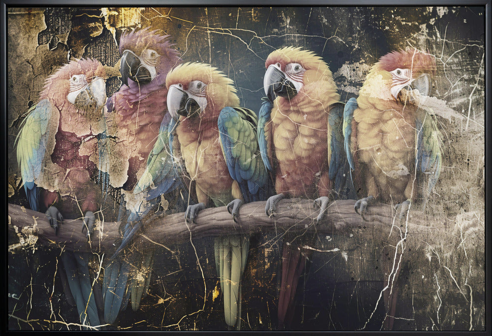 Parrot Animal Vintage Art Illustration Wallart 10-canvas-DECOROLALA