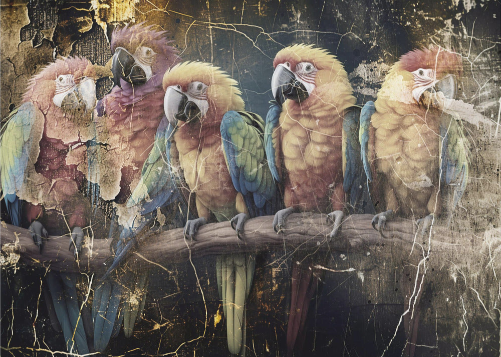 Parrot Animal Vintage Art Illustration Wallart 10-canvas-DECOROLALA
