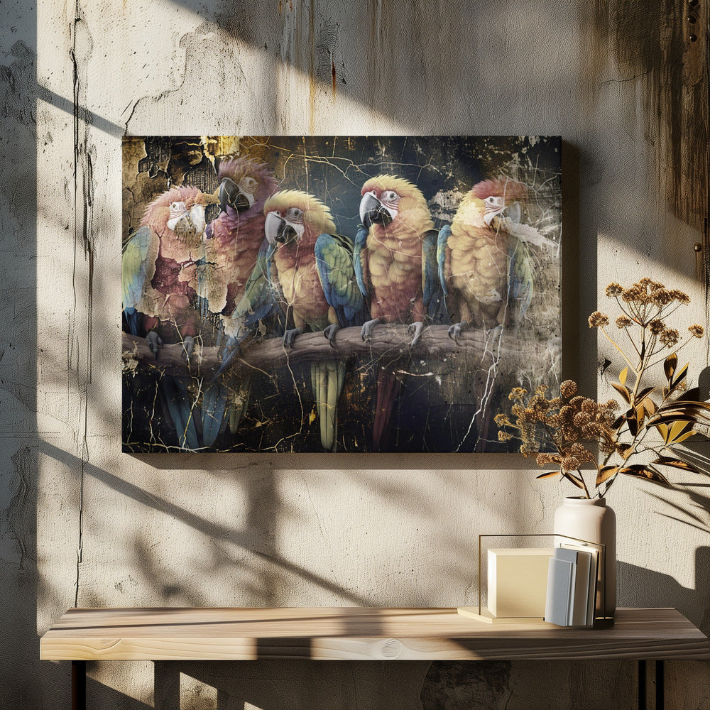 Parrot Animal Vintage Art Illustration Wallart 10-canvas-DECOROLALA