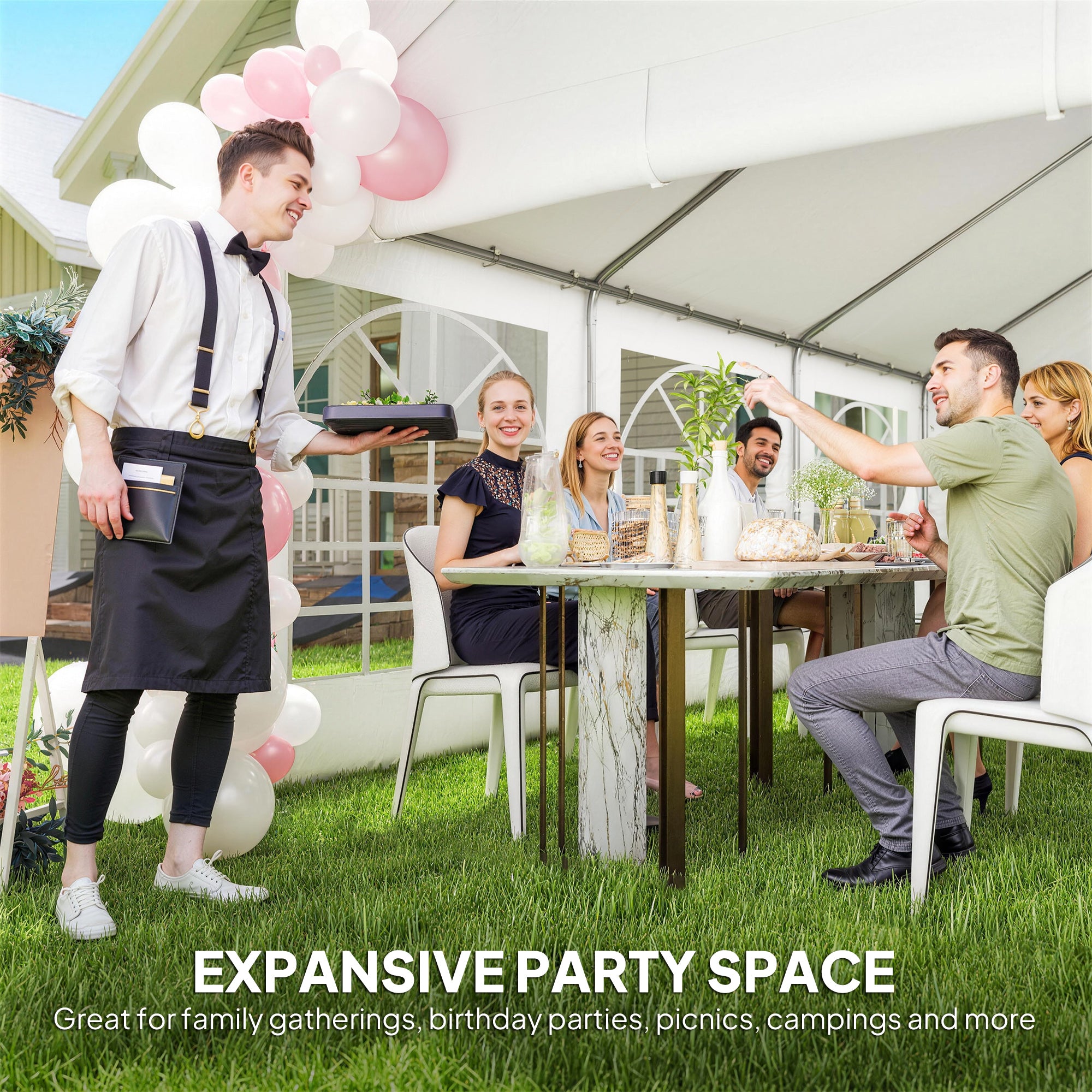 Party Tent 20x13 ft Gazebo - White 4 Sidewalls-DECOROLALA