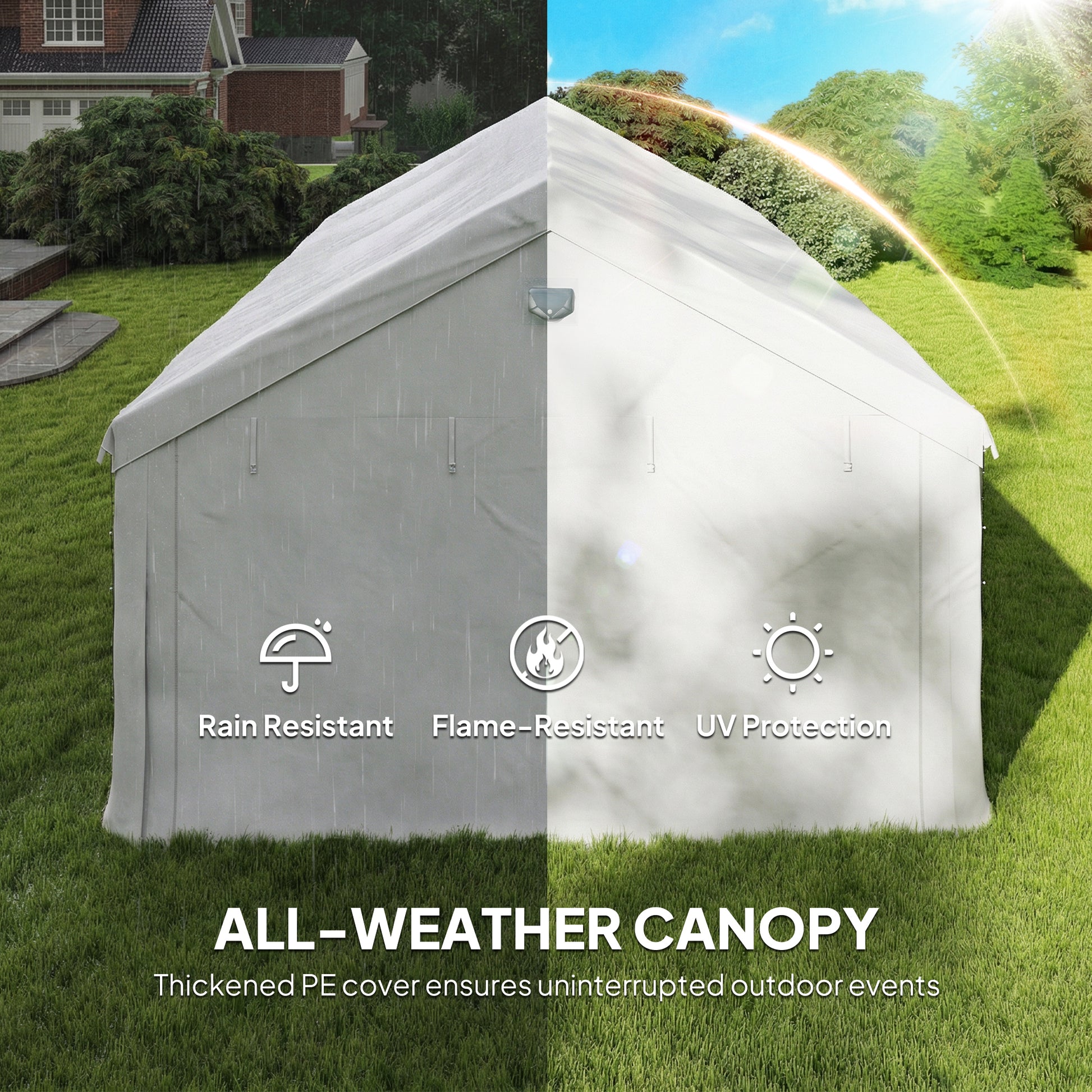 Party Tent 20x13 ft Gazebo - White 4 Sidewalls-DECOROLALA