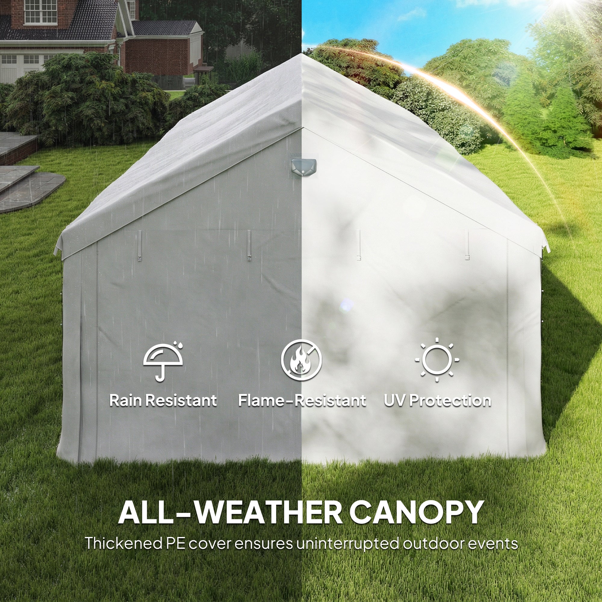 Party Tent 20x13 ft Gazebo - White 4 Sidewalls-DECOROLALA