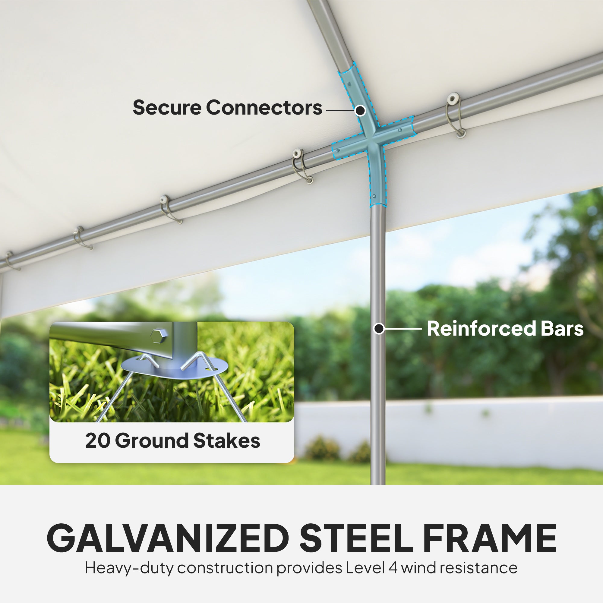 Party Tent 20x13 ft Gazebo - White 4 Sidewalls-DECOROLALA
