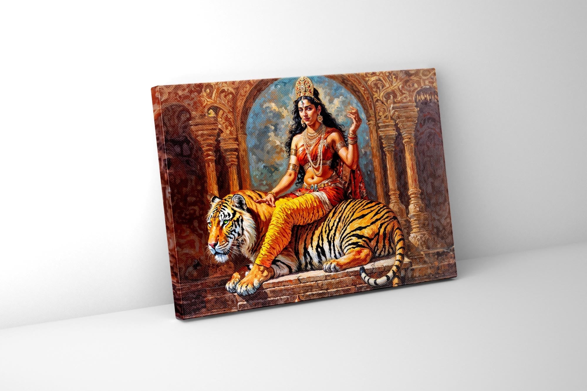 Parvati Canvas Wall Art-Indian Art-Spiritual Wall Art-Canvas Print-DECOROLALA