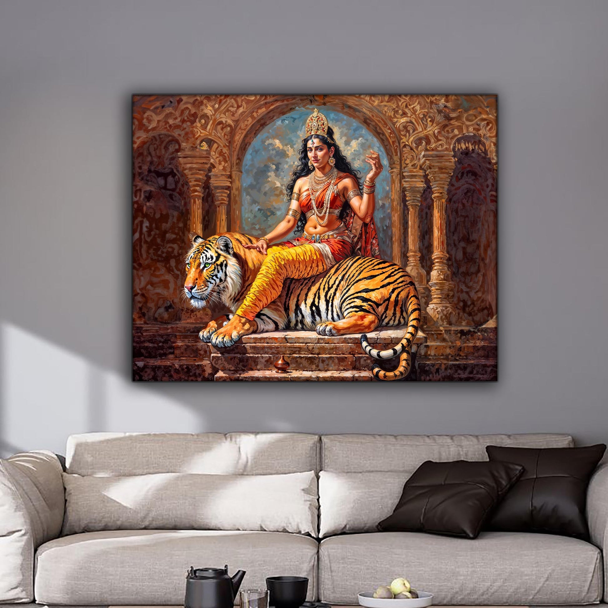 Parvati Canvas Wall Art-Indian Art-Spiritual Wall Art-Canvas Print-DECOROLALA